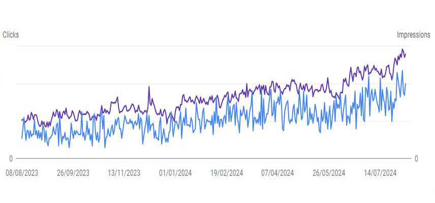 Grap showing increase in search traffic